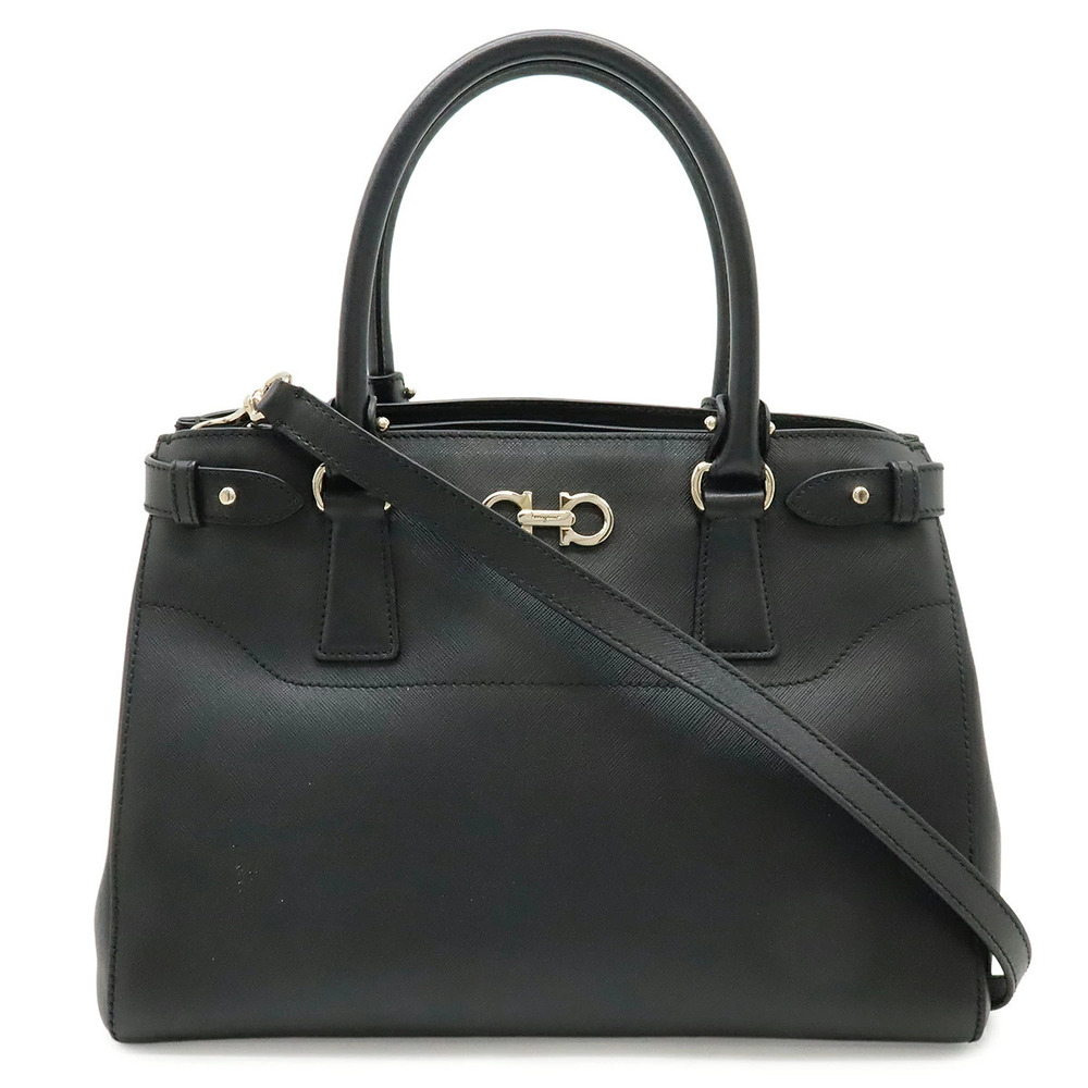 Salvatore Ferragamo Gancini 2way Shoulder Bag Leather Black